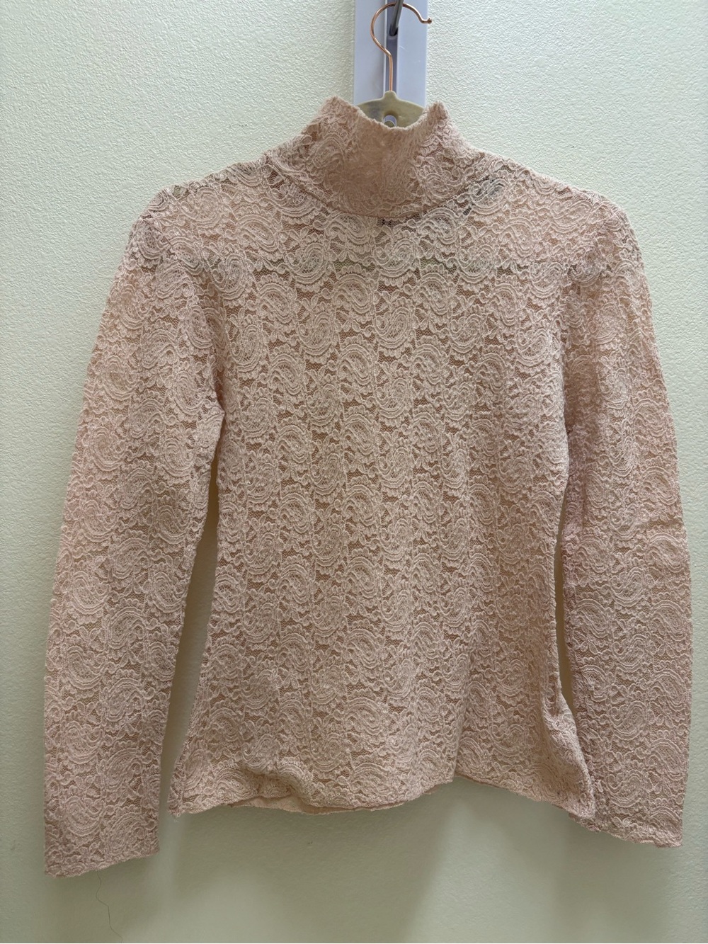 Apt. 9 Blush Lace Mock Neck Long Sleeve Top